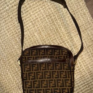 Fendi Brown Messenger Bag with Iconic FF Design